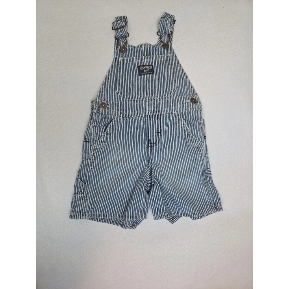 OshKosh B'Gosh 28 Months  Overalls Railroad Stripe USA Made